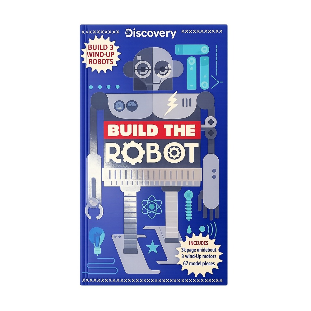 Discovery Build The Robot STEM Activity Book Kit 3 Wind-Up Robots 67 Pieces NEW